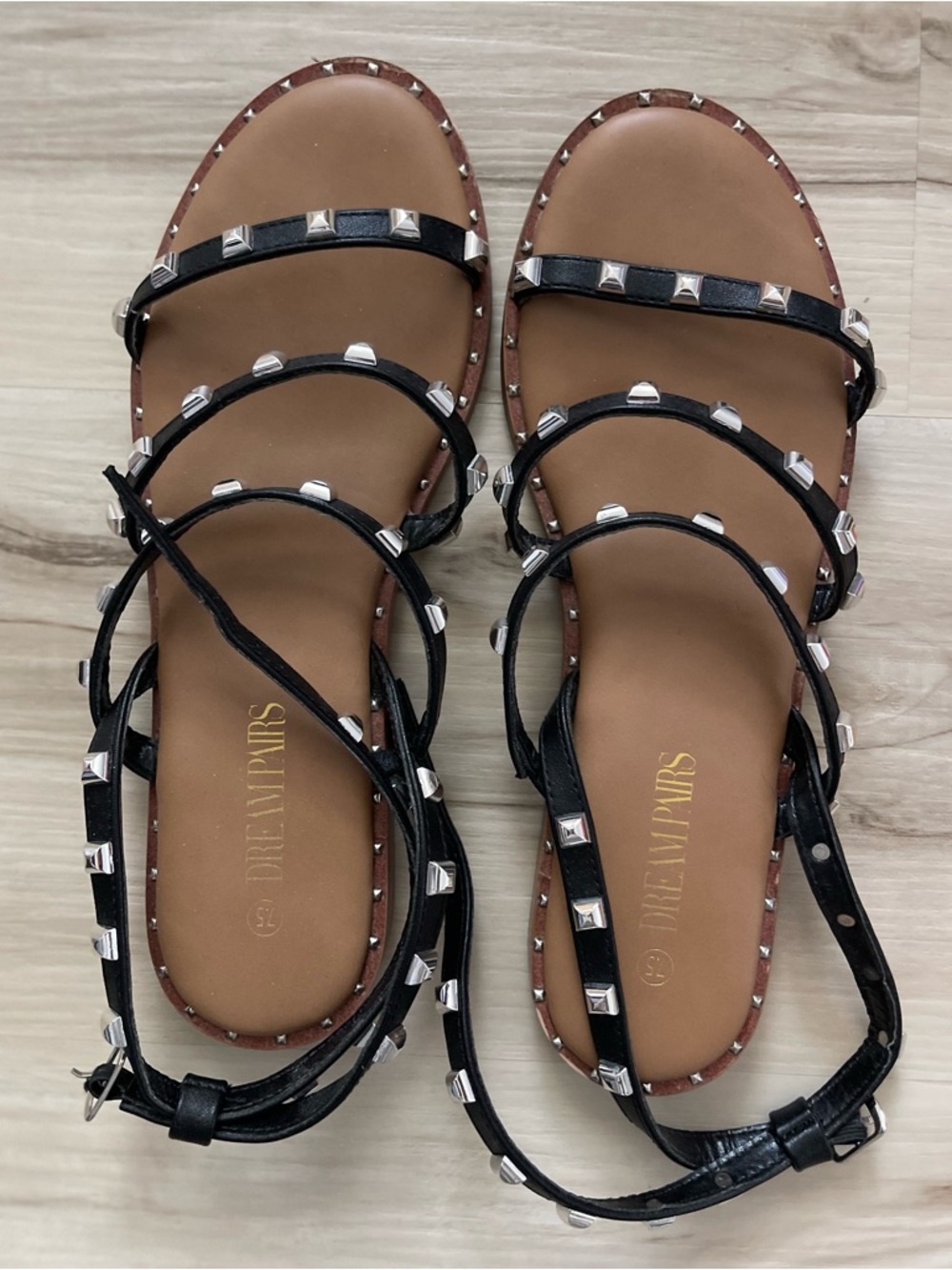 Dream Pairs Black Studded Multi-Strap Sandals